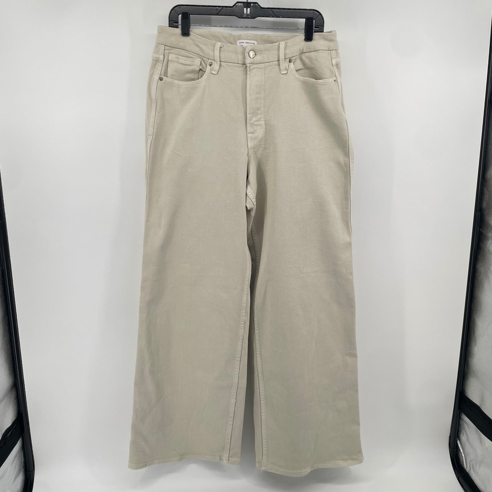 Good American Wide Leg Jeans Womens 15 Beige Tan High Rise Denim Pants Neutral